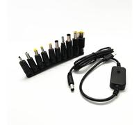 Cable adaptador tipo C macho a macho de 5,5 x 2,1 mm con 10 adaptadores intercambiables de 5 V, 9 V, 12 V, 15 V, 20 V, ajustables