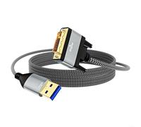 Cable adaptador USB 3. a DVI, conexión externa con núcleo de cobre para portátil a proyector, cable extensor de pantalla portátil que soporta transferencia de datos de alta velocidad, gris