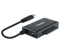 Cable Adaptador USB-A - SATA HDD/SSD 2.5 y 3.5 con Fuente de Alimentación (Negro) - TOOQ