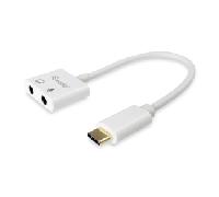 CABLE ADAPTADOR USB-C A AUDIO 2 JACK 3.5MM HEMBRA PARA AURICULAR Y MICROFONO 133460