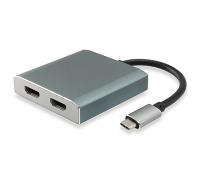 Equip Adaptador USB-C a 2x HDMI Hembra 4K 30Hz Gris