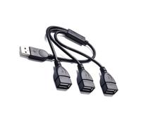 Cable adaptador USB de tres puertos que permite un uso simultáneo y alimentación para múltiples dispositivos USB macho a hembra