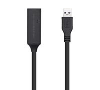 Cable Alargador USB 3.0 con Amplificador Aisens A105-0409/ USB Macho - USB Hembra/ Hasta 9W/ 625Mbps/ 15m/ Negro