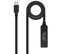 Nanocable Cable alargador amplificador USB 3.0 10.01.0312, USB A macho a A hembra 10 m Negro