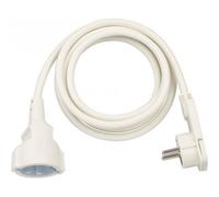 Cable alargador de plástico con enchufe plano blanco (2 metros)