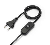 Cable alargador con Interruptor, 100+50cm, H03VVH2-F 2x0,75, Color Negro