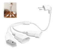 Cable Alargador de Corriente 3 en 1, 50cm Alargador Enchufe Plano Europeo | Prolongador Cable Electrico 90° para Televisores y PC, 250V/2.5A, Blanco