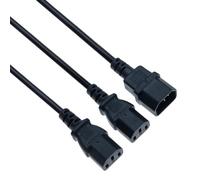 Cable Alargador de Corriente con Doble Salida en Y (2m) Kettle Lead UK IEC C14 a 2x C13 Macho a Hembra Compatible con PC, Ordenador, Monitor, Impresora, PDU, Sistemas UPS, Servidores, Audio (Negro)