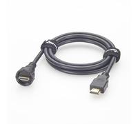 Cable alargador de montaje en panel HDMI impermeable IP67 (macho a macho), 4 K @ 60 Hz, cable negro blindado de alta velocidad para aplicaciones industriales al aire libre para transmisión de vídeo