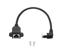Cable alargador Ethernet Cat6 1FT, ángulo inferior de 90 grados, RJ45 macho a hembra, montaje en panel Ethernet con tornillo de extensión, cable blindado, compatibilidad Cat5e, Cat5, para PC, etc
