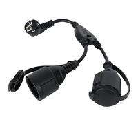 Cable alargador exterior con 2 enchufes Schuko: IP44 resistente al agua Cable de alimentación alargador - Distribuidor de enchufe exterior, doble enchufe para casa, oficina exterior