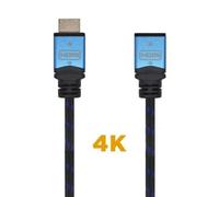 Cable Alargador HDMI Aisens A120-0454/ HDMI Macho - HDMI Hembra/ 3m/ Negro/ Azul