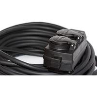 Cable alargador Hilark - 3 Hilos 2,5 mm2 - IP44 con Clavija Schuko H05VV-F 3g2,5 mm2 (3x2,5) 230 V 4 Tomas Schuko con Tapa Protectora Cable eléctrico PVC (25 m, Bloque de Tomas Schuko Negro)