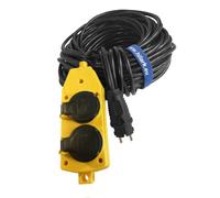 Cable alargador Hilark - 3 Hilos 2,5 mm2 - IP44 con Clavija Schuko H05VV-F 3g2,5 mm2 (3x2,5) 230 V 4 Tomas Schuko con Tapa Protectora Cable de alimentación de PVC (10 m, Bloque de Tomas Schuko Azul)
