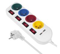 Cable alargador multipresa Maclean de 4 enchufes y 2 puertos USB potentes
