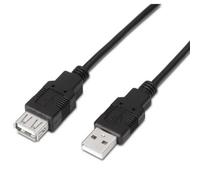 Cable Alargador USB 2.0 Aisens A101-0016/ USB Macho - USB Hembra/ Hasta 2.5W/ 60Mbps/ 1.8m/ Negro