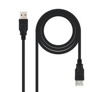 Cable Alargador USB 2.0 Nanocable 10.01.0203-BK/ USB Macho - USB Hembra/ 1.8m/ Negro