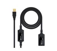 Cable alargador usb 2.0 nanocable 10.01.0212/ usb macho - usb hembra/ 10m/ negro