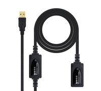 Cable Alargador USB 2.0 Nanocable 10.01.0213/ USB Macho - USB Hembra/ 15m/ Negro