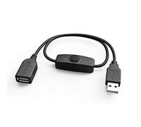 Cable alargador USB A 2.0 con conector hembra y enchufe, interruptor de encendido/apagado, conexión de datos USB, cable de datos para módem