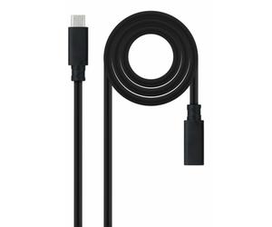 Cable alargador usb tipo-c 3.2 nanocable 10.01.4500/ usb tipo-c macho - usb tipo-c hembra/ 50cm/ negro
