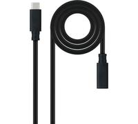 Cable Alargador USB Tipo-C 3.2 Nanocable 10.01.4501/ USB Tipo-C Macho - USB Tipo-C Hembra/ 1m/ Negro