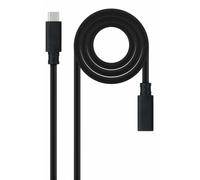 Cable alargador usb tipo-c 3.2 nanocable 10.01.4502/ usb tipo-c macho - usb tipo-c hembra/ 2m/ negro