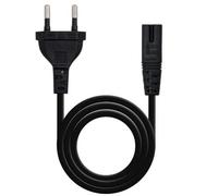 Nanocable Cable de alimentación 10.22.0402-L200 - Forma 8, CEE7/16 macho - C7 hembra, 2 m, Negro