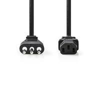 Cable Alimentación | Italia Macho | IEC-320-C13 | Recto | Recto | Niquelado | 2.00 m | Redondo | PVC | Negro | Label