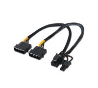 Cable alimentación tarjeta gráfica AISENS A131-0165 2x Molex 4-Pin Macho a PCI-E 6+2 Pin Macho 20cm cobre puro
