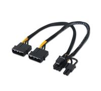 Cable Alimentación Tarjeta Gráfica Aisens A131-0165/ 2x Molex Macho - Molex 6+2 PIN Macho/ Hasta 54W/ 20cm