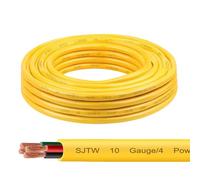 Cable amarillo SJTW 10/4 de 10 pies - 10 AWG 4 conductores SJTW con cubierta resistente a los rayos UV para cables de motor, cargadores de batería y máquina, cable eléctrico de 10 pies