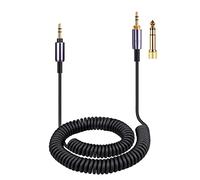 Cable ATH-M50xBT, cable auxiliar en espiral de repuesto para Audio Technica ATH-M50xBT2, auriculares inalámbricos ATH-SR50BT, cable de extensión de 3,5 mm con adaptador de 6,35 mm, 14 pies