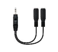 NANOCABLE 10.24.1200 - Cable Audio estéreo, 2xJack 3.5/H-Jack 3.5/M, Negro, 15cm