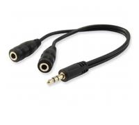 Cable Audio Mini Jack 3.5mm Macho a Doble Jack 3.5mm Hembra - 130mm PVC