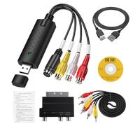 Cable AV 3RCA macho-macho 1,5 m - Conectores Cinch chapados en oro 24K, trenzado PVC+TPE, cable de conexión audio/vídeo para TV, DVD, receptor, proyector, consola de juegos,Convertidor VHS