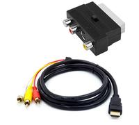 Cable AV macho compatible con HDMI 1080P con adaptador de euroconector a 3 RCA