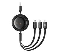 Cable Baseus Free2Draw 3 en 1 USB a Micro+Lightning+USB-C 100W 1,1 m negro