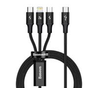 Cable Baseus Rapid 3-in-1 USB A a USB-C/Micro USB/Lightning 1,5 m Negro