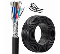 Cable Blindado RVVP 20 Núcleos 0.2/0.3/0.5 mm² Cable de Control Multiconductor Cobre Estañado Señal Audio Comunicación Antiinferencia Flexible Negro(20 AWG(0.5mm²),100FT)