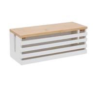 Cable Box, Cords Concealer Organizer, 12,59 x 4,92 x 4,92 pulgadas, Space-Saving Wire Storage Tray with Sleek Design, Ideal para Desk Management, Leisure Area, Kitchen Gabineet, Wood/White