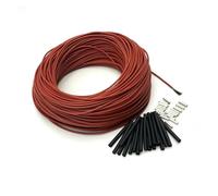 Cable, Cable calefactor de fibra de carbono infrarrojo de 12 K, 33 ohmios/m, 3 mm, aislamiento de caucho de silicona, rojo, varios tamaños.(20m)