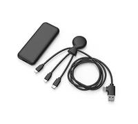 Cable Cargador Multi USB y Batería Externa 7000mAH - Cable Multi USB 4 en 1: USB C, USB, Lightning y Micro USB y Batería Externa Carga Rápida - Mr Bio Pack Hepta Negro Xoopar