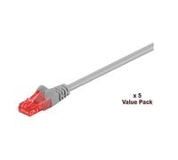 Cable Cat6 Microconnect 15m Gris - Paquete de 5 - Alta Velocidad
