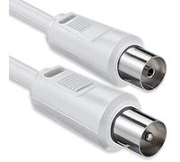 Cable coaxial, de 1aTTack. Conector F para antena satélite (de conector coaxial macho a coaxial hembra) Blindado doble, triple y cuadriple. 75, 85, 100, 110, 120 y 125 dB Koax weiß St-Ku 75db 1,5 m