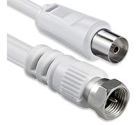 Cable coaxial, de 1aTTack. Conector F para antena satélite (de conector coaxial macho a coaxial hembra) Blindado doble, triple y cuadriple. 75, 85, 100, 110, 120 y 125 dB