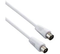 Cable coaxial de antena de TV PremiumCord de 10 m, 75 ohmios, conector IEC de enchufe a enchufe, blindado, para DVB-C, DVB-T/T2, 4K UHD 2160p, FULL HD 1080p 3D, color blanco