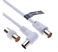 Cable Coaxial De Antena TV Exterior Satélite Freesat Sat HDTV Televisión Decodificadore Conexión Macho Antena (HDTV, DVB-T2, DVB-C, DVB-S, TV y Radio) Ángulo de 90 Grados 10m