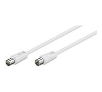Goobay 11512 Cable de antena, conector coaxial niquelado a toma coaxial, cable coaxial apto para TV, HDTV, radio, DVB-T2, DVB-S, DVB-S2, DVB-C, apantallado doble, 70 dB, 75 Ohm, 5m, blanco