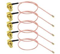 Cable coaxial IPX SMA SMA Hembra en ángulo recto a U.FL UFL IPX RF Coaxial RG178 Cable flexible para enrutador WiFi Antena Mini PCI SMA Cable extensor de codo 12 pulgadas (30 cm) Paquete de 5